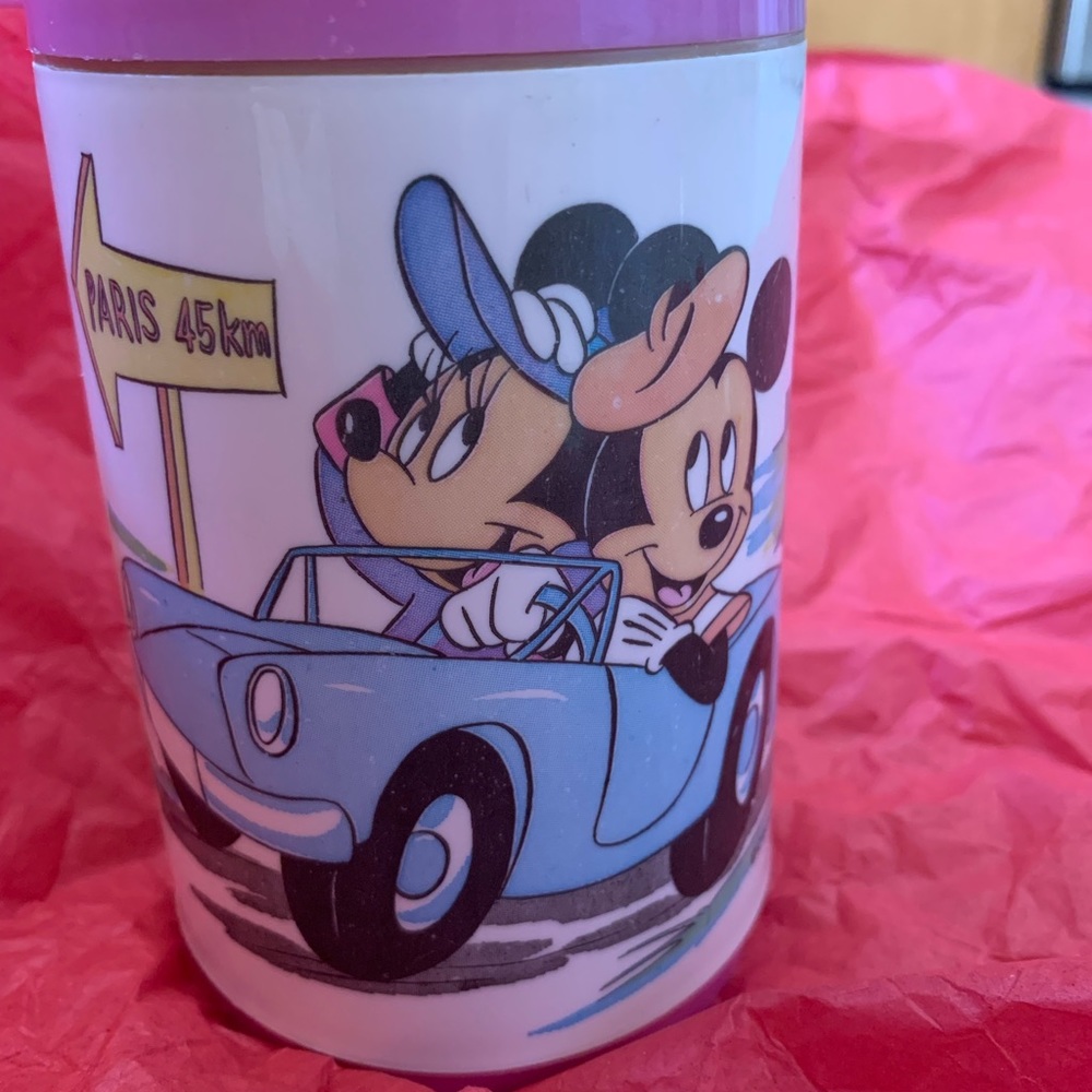 Vintage Pink Minnie Mickey Mouse Disney Paris Thermos